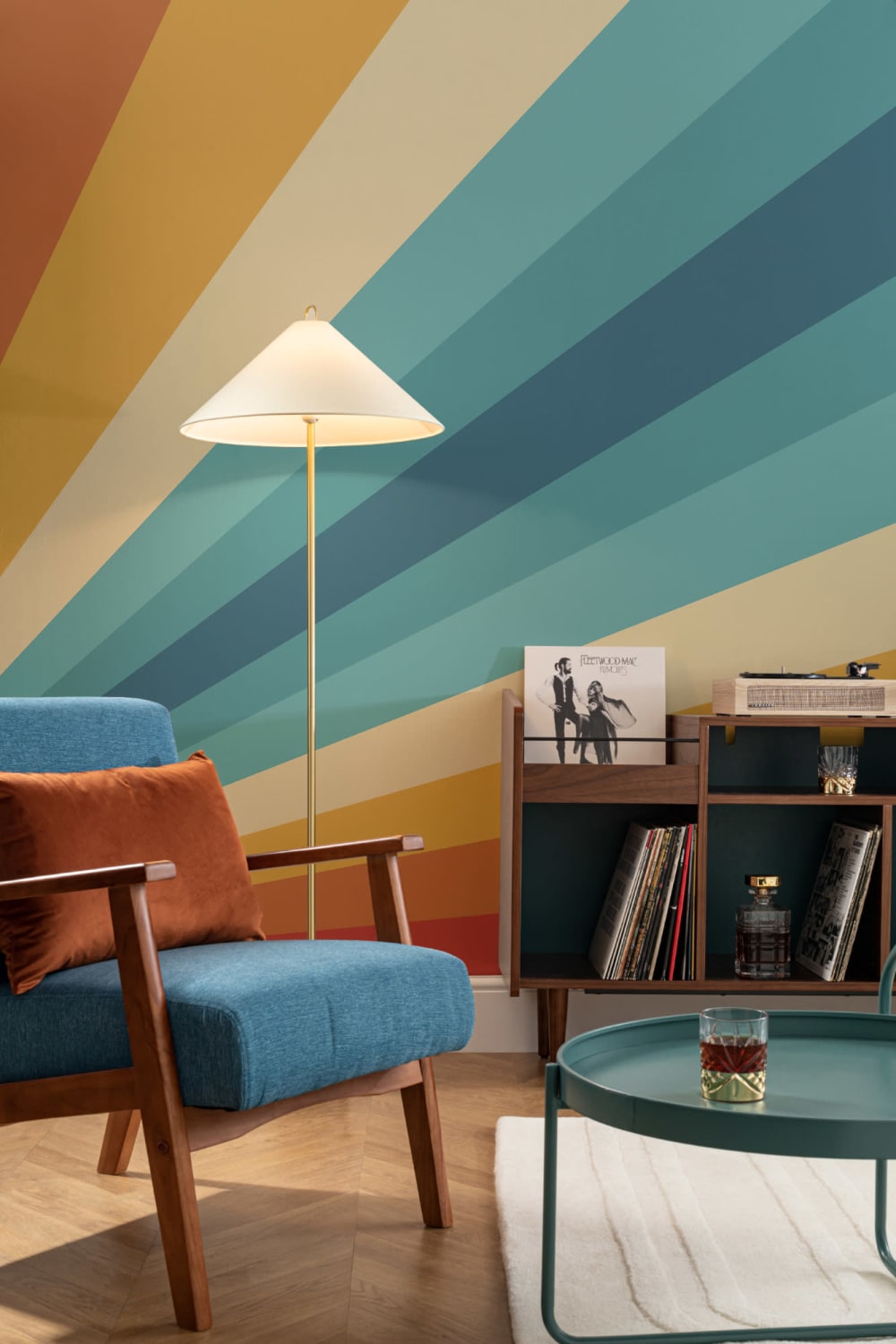 70’s Bold Multi-Color Stripes Retro Wallpaper Mural