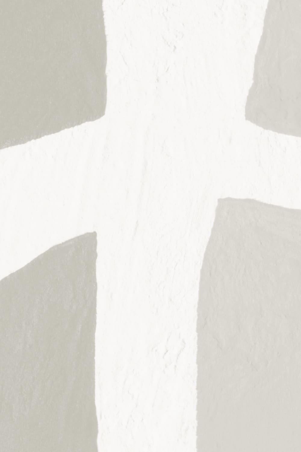 Hand-Painted Abstract Form Mural in Soft Beige with Plaster Texture