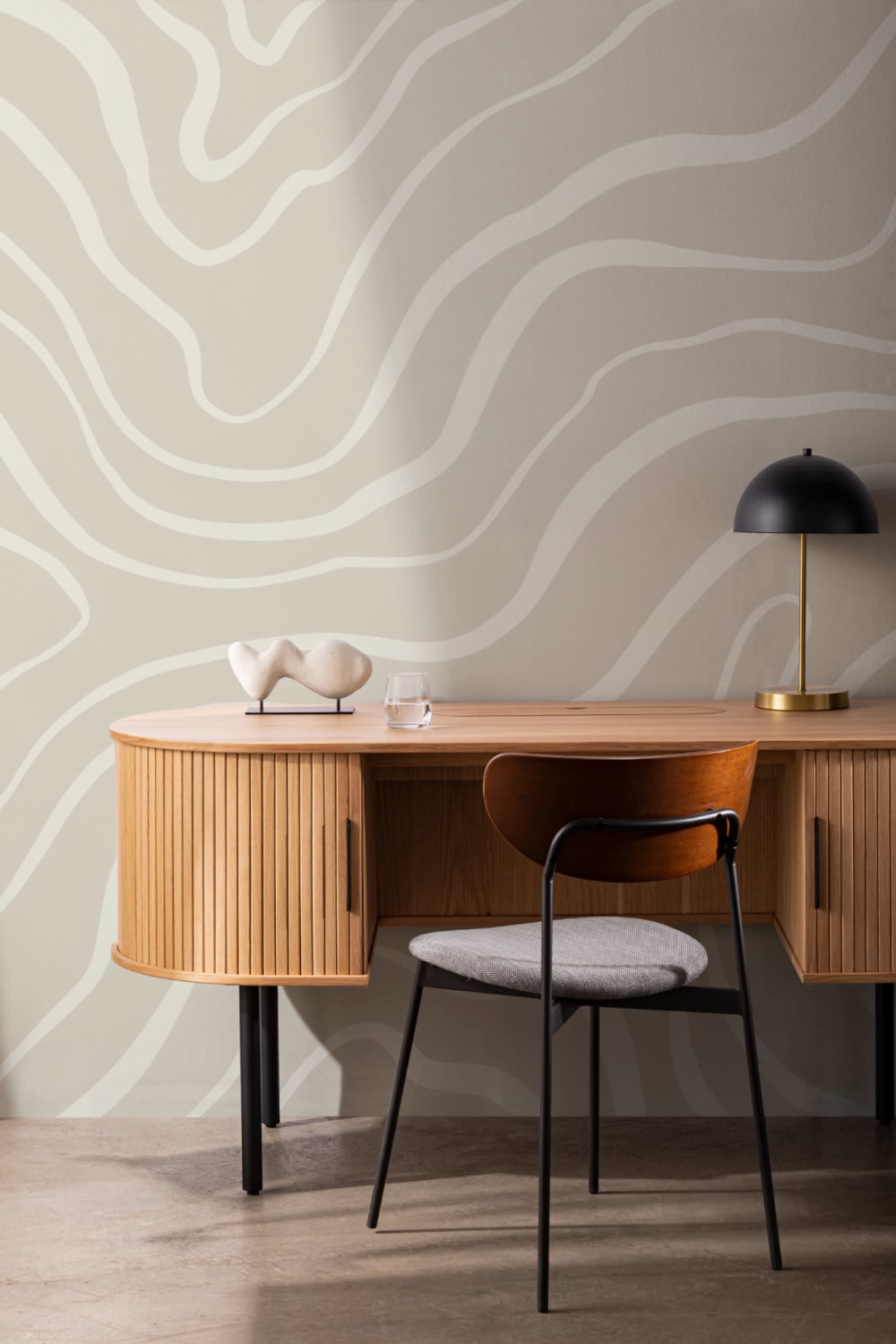 Neutral Tone Modern Abstract Lines Wallpaper Mural