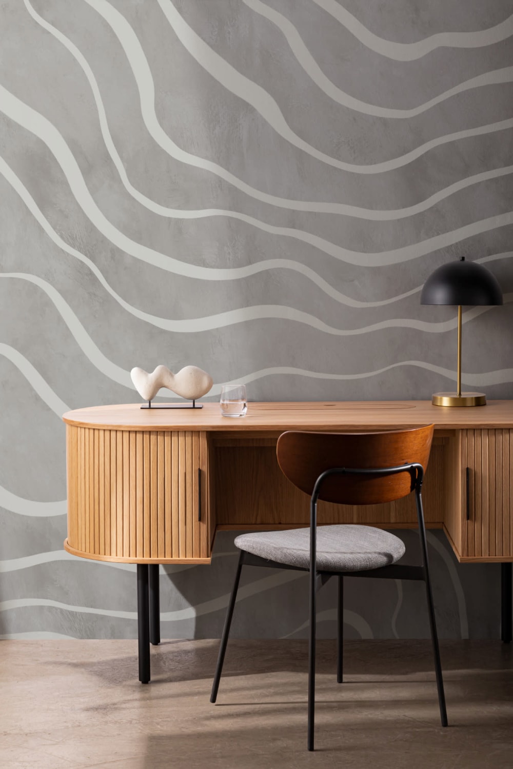 Modern Gray Natural Lines Wallpaper Mural