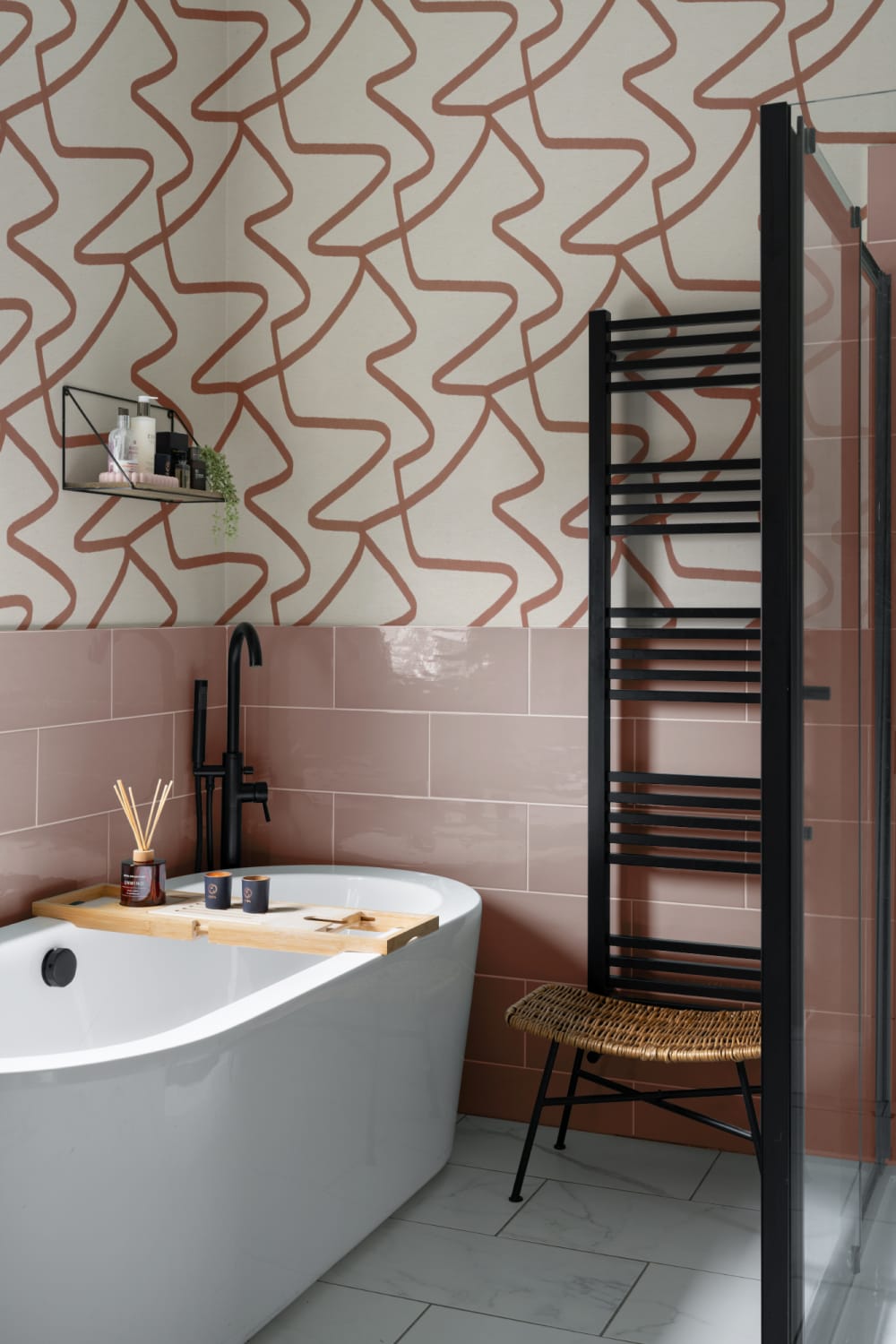 Nøytral Terracotta Abstrakt Linjer tapet
