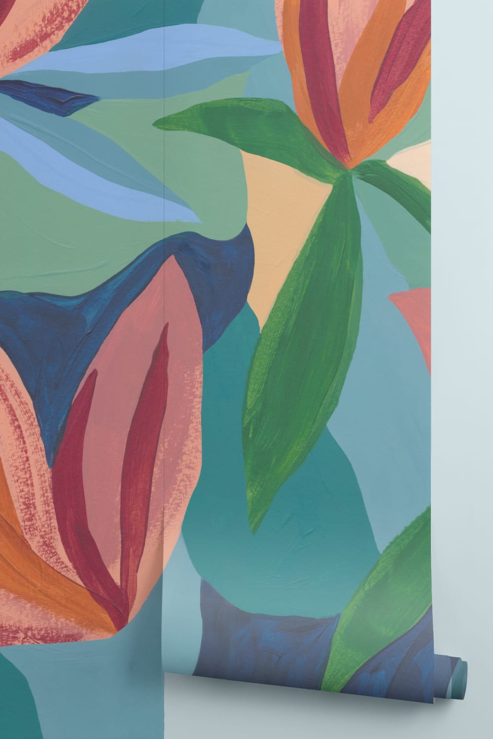 Flerfarvet abstrakt blomsterfantasi fototapet med dristig energi