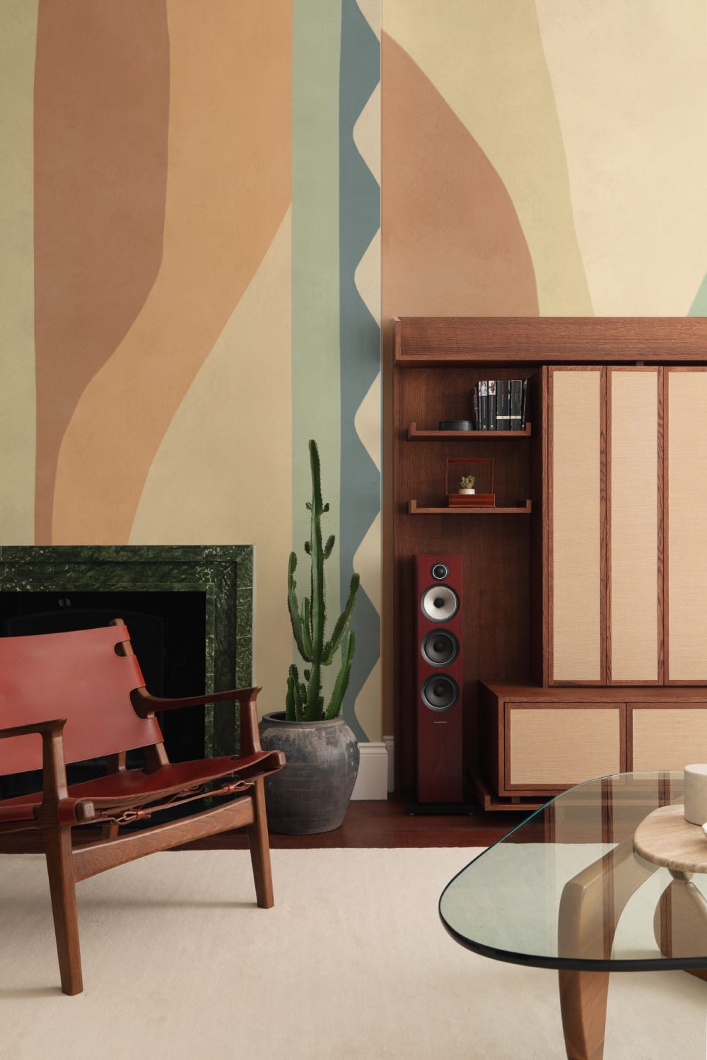 Multicolor Abstract Geometric Classic Mural with Retro Vibes