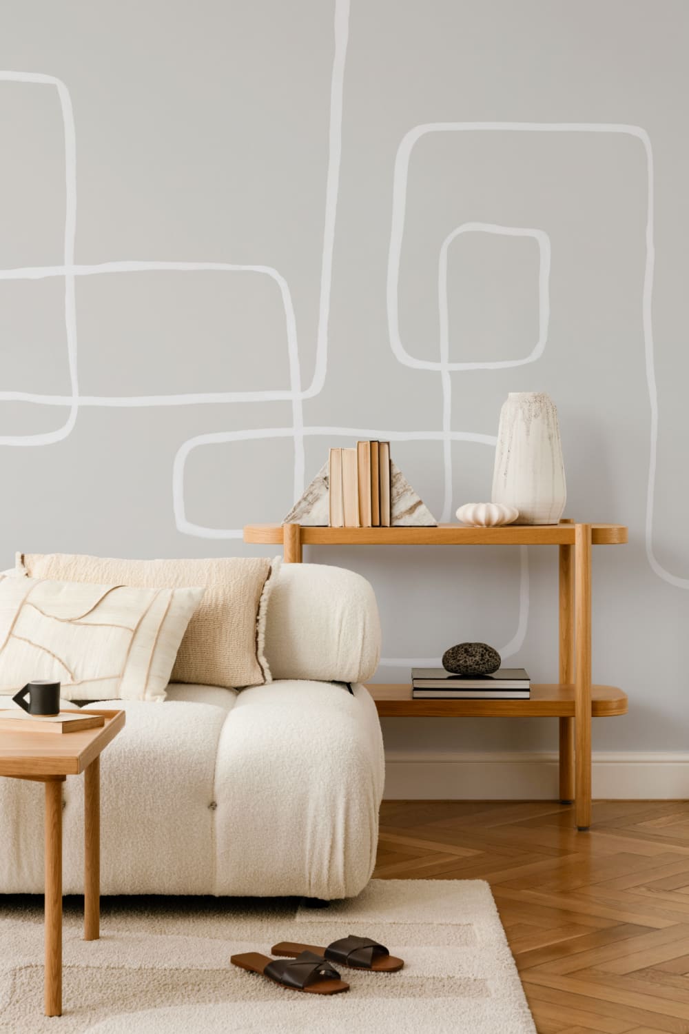 Modern Neutral Abstract Art Wallpaper Mural