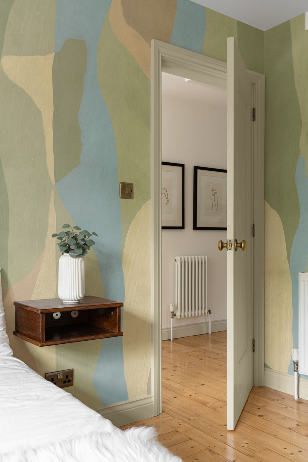 Green Abstract Modern Wall Mural With Calming Earthy Tones