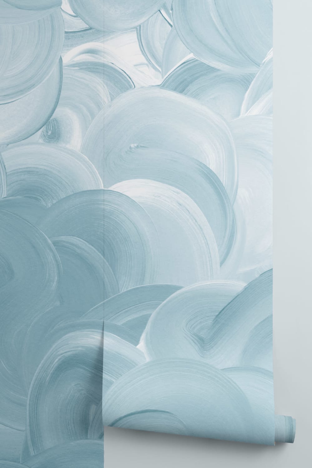 Blue Painted Swirl Brush Strokes Wall Mural