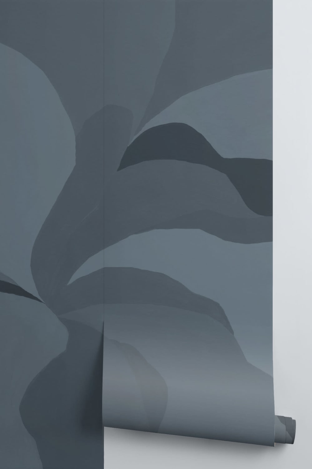 Blue Abstract Magnolia Flower Mural