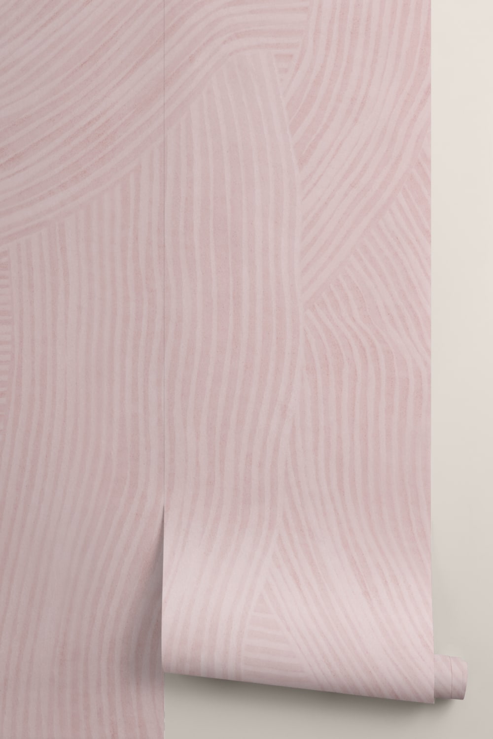 Pink Curved Flowing Shapes Mural
