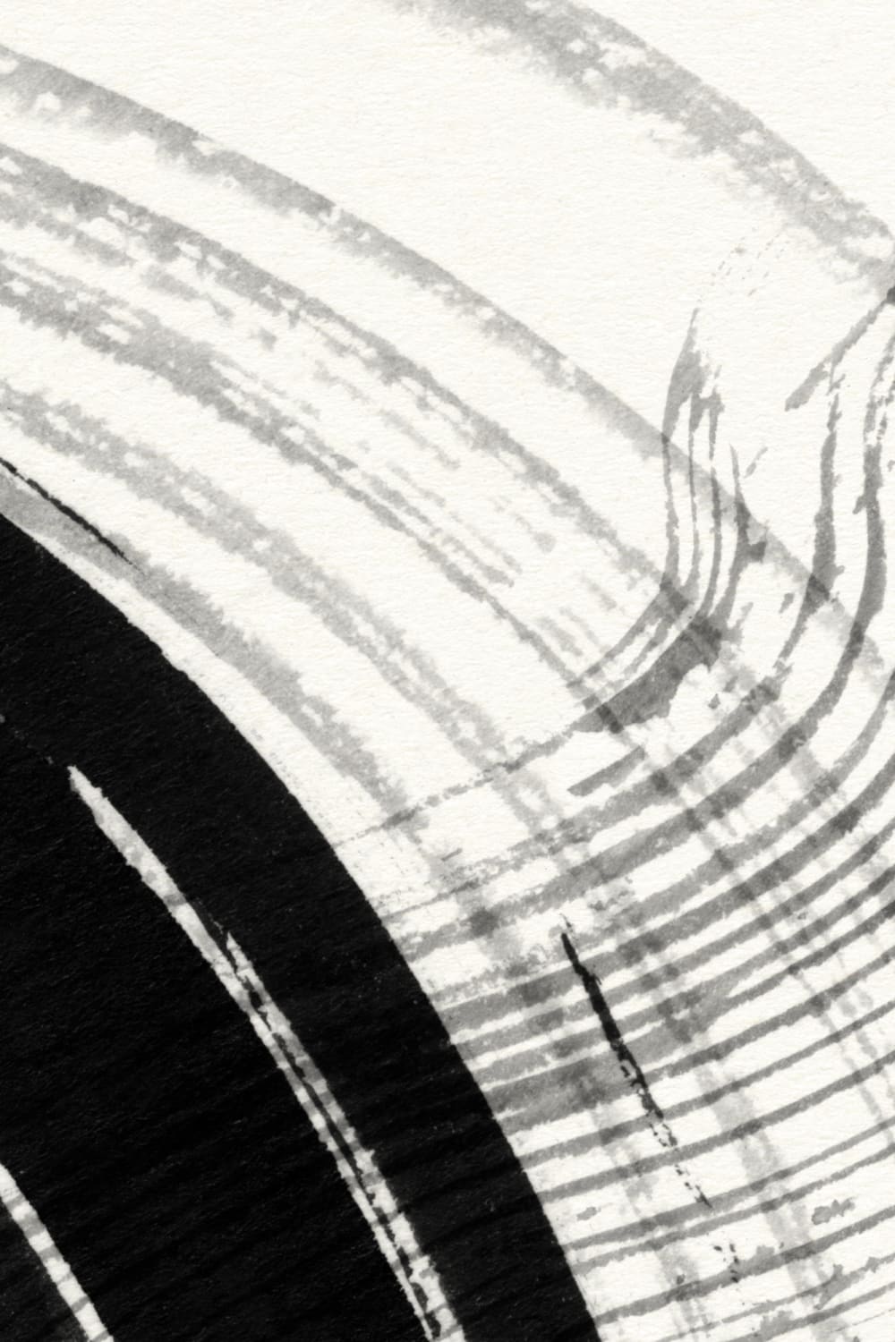 Black Abstract Ink Brush Strokes Mural