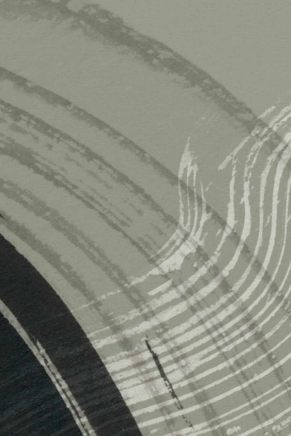 Dark Green Abstract Ink Brush Strokes Mural