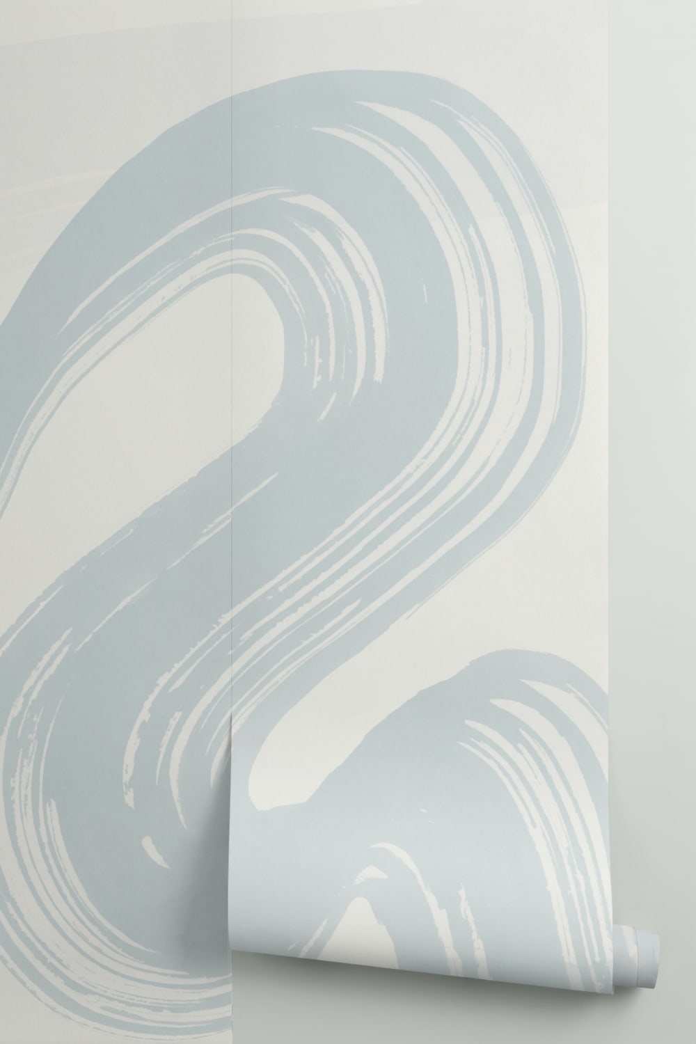 Blue Abstract Swirl Brush Strokes Mural