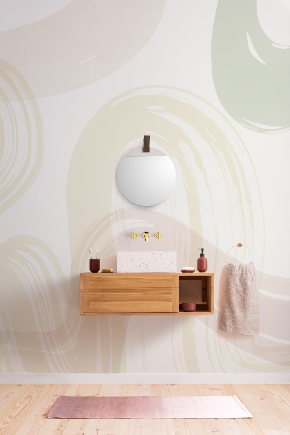 Pastel Abstract Swirl Brush Strokes Mural