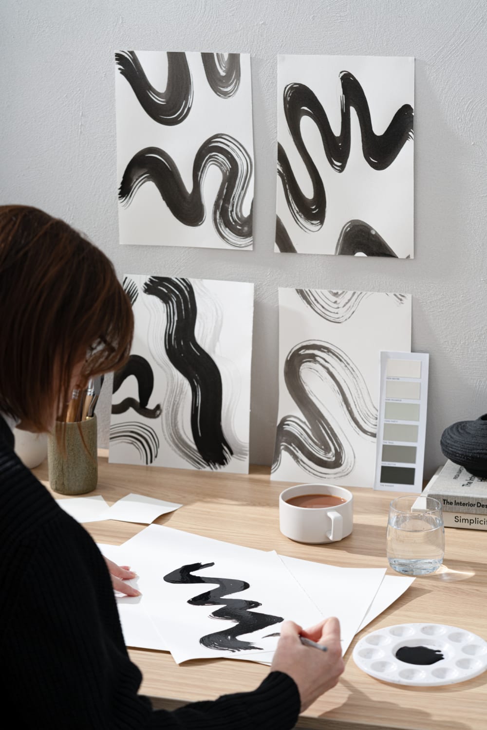 Pastel Abstract Swirl Brush Strokes Mural