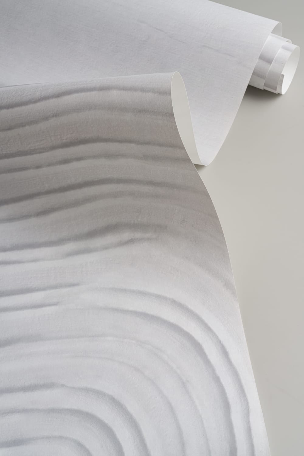 Beige skulpterad abstrakt böjda linjer mural-tapeter