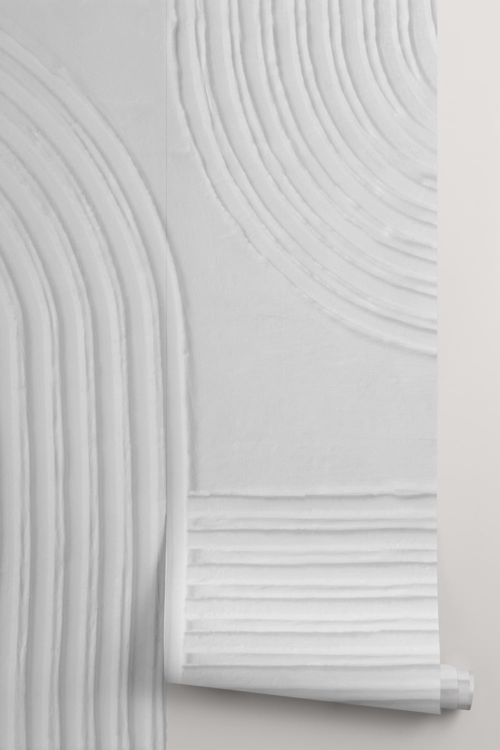 Beige skulpterad abstrakt böjda linjer mural-tapeter