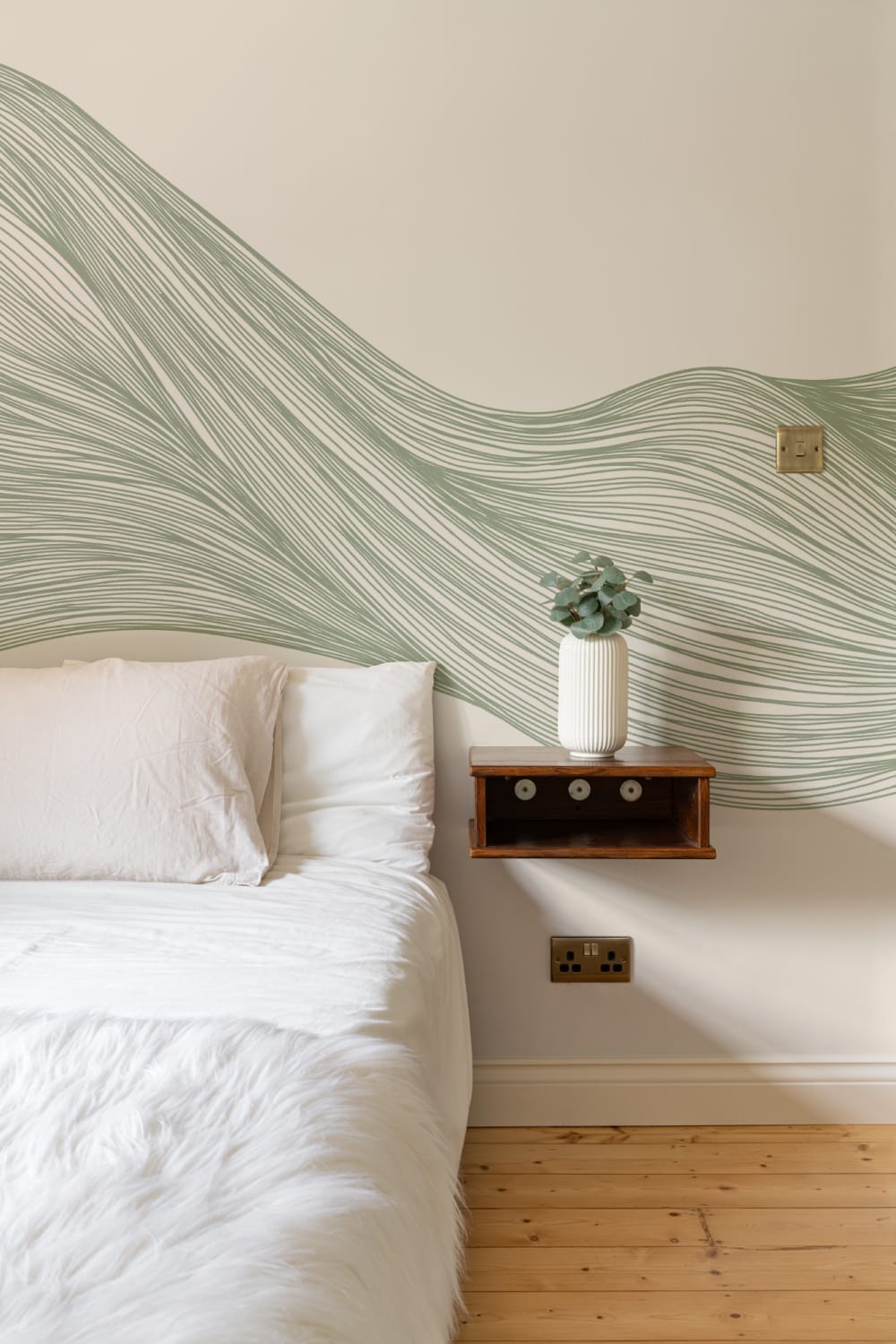Verde ondulat linie abstract murale