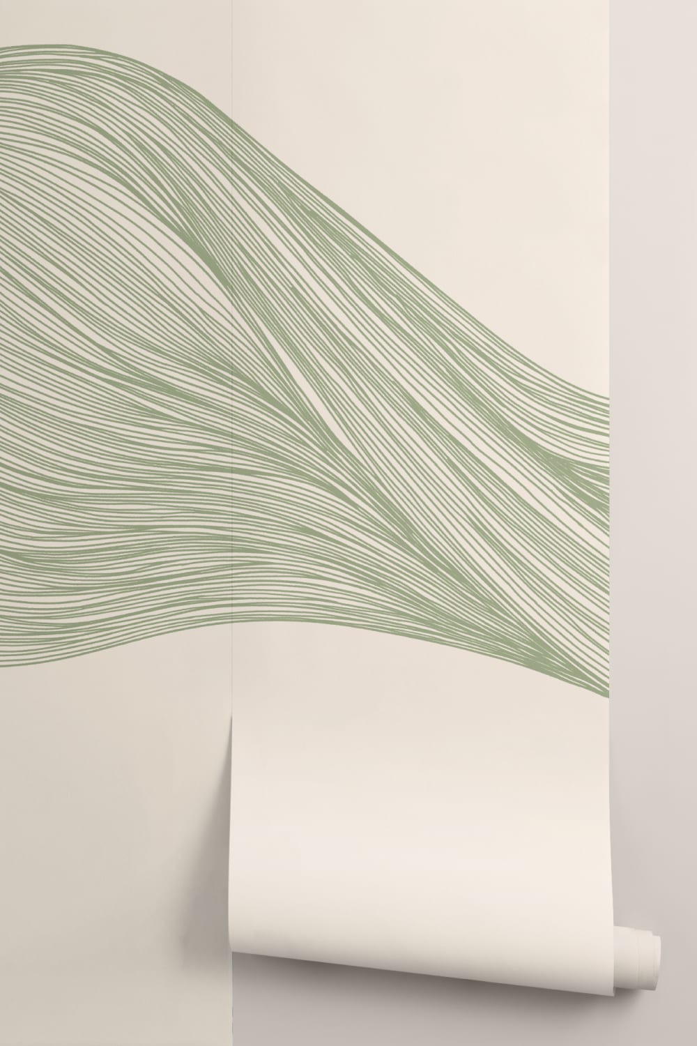 Verde ondulat linie abstract murale