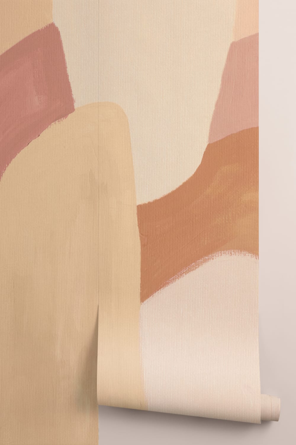 Painted Abstract Shapes Mural in Warm Neutrals