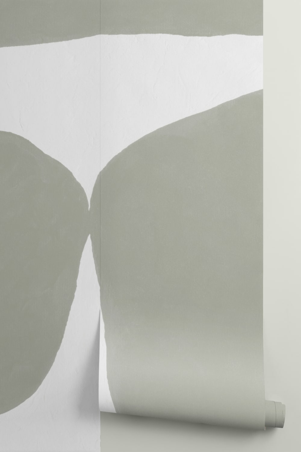 Minimal Abstract Shapes Wall Mural in Sage Green with Textured Plaster Effect
