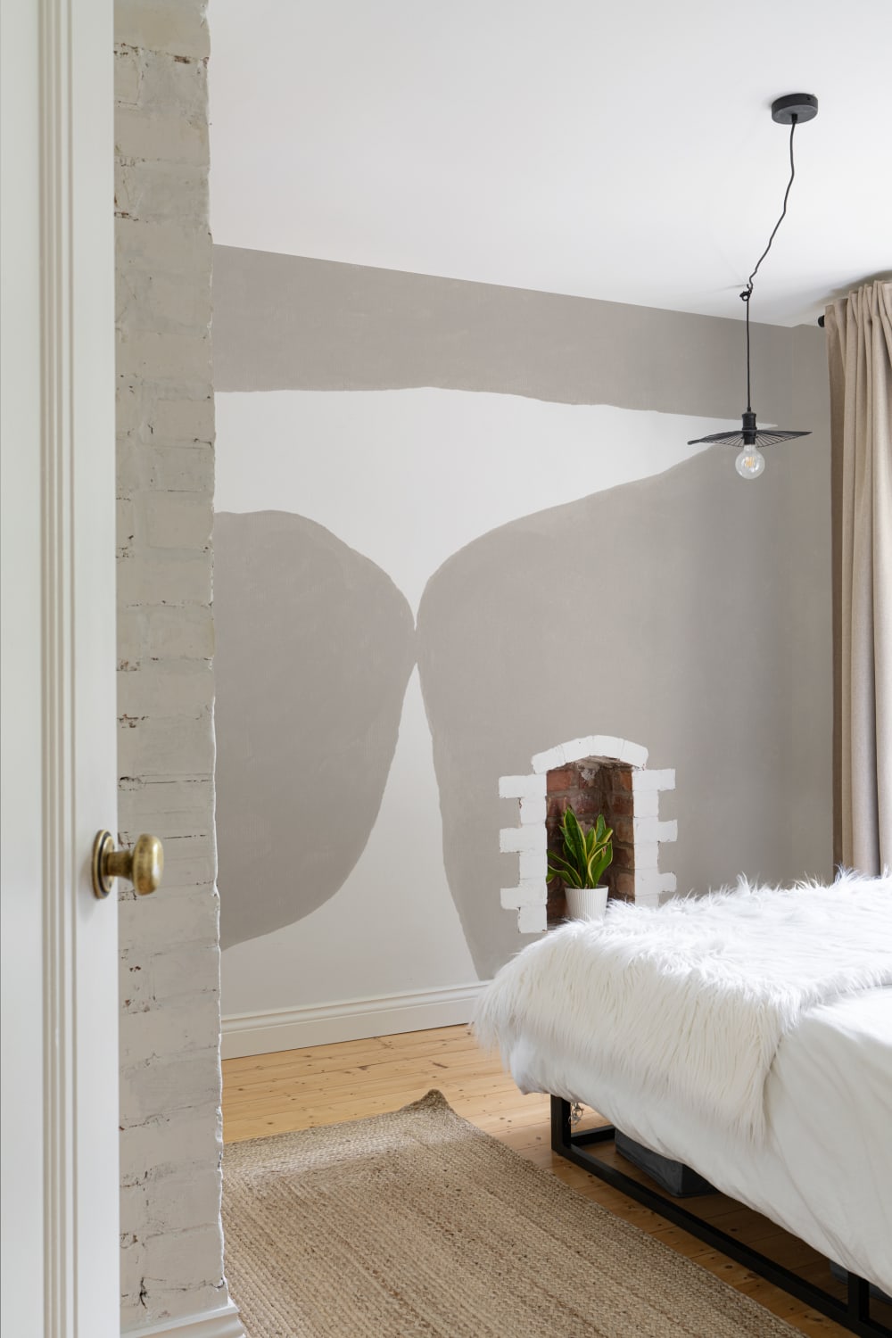 Minimal Abstract Shapes murale în bej cu efect texturat ipsos