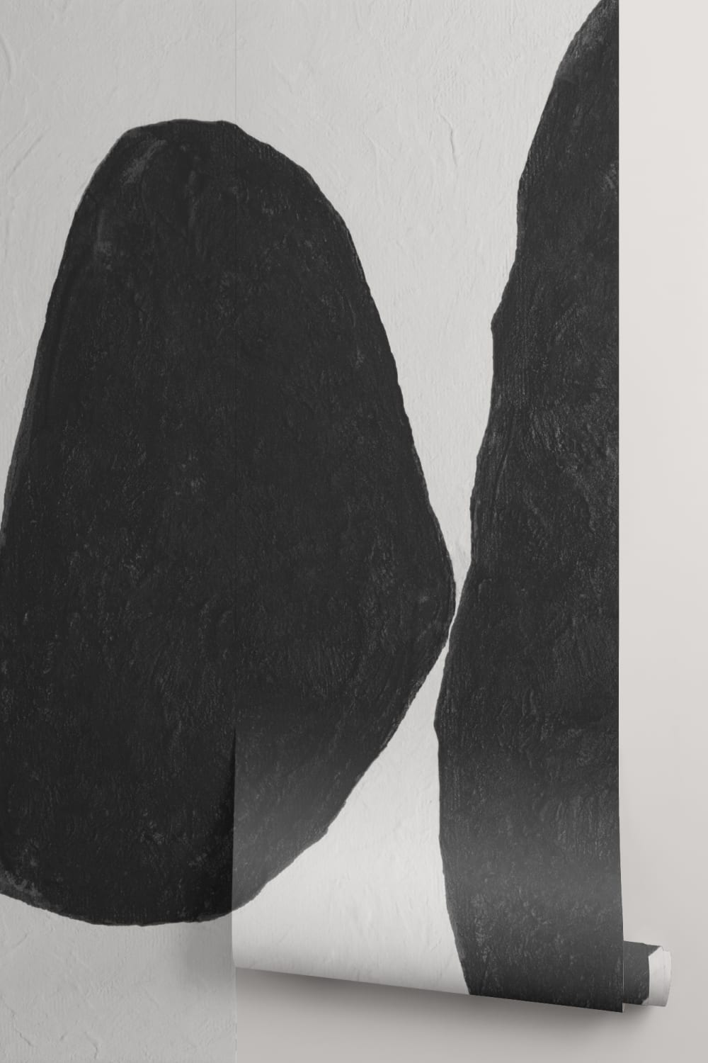 Handgemalte abstrakte Formen Fototapete in strukturiertem Schwarz und Weiß
