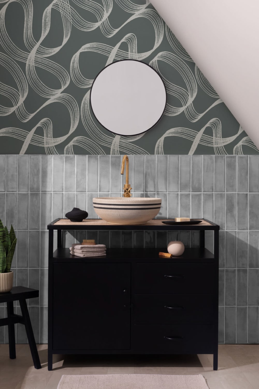Green 3D Effect Pattern Wall Mural
