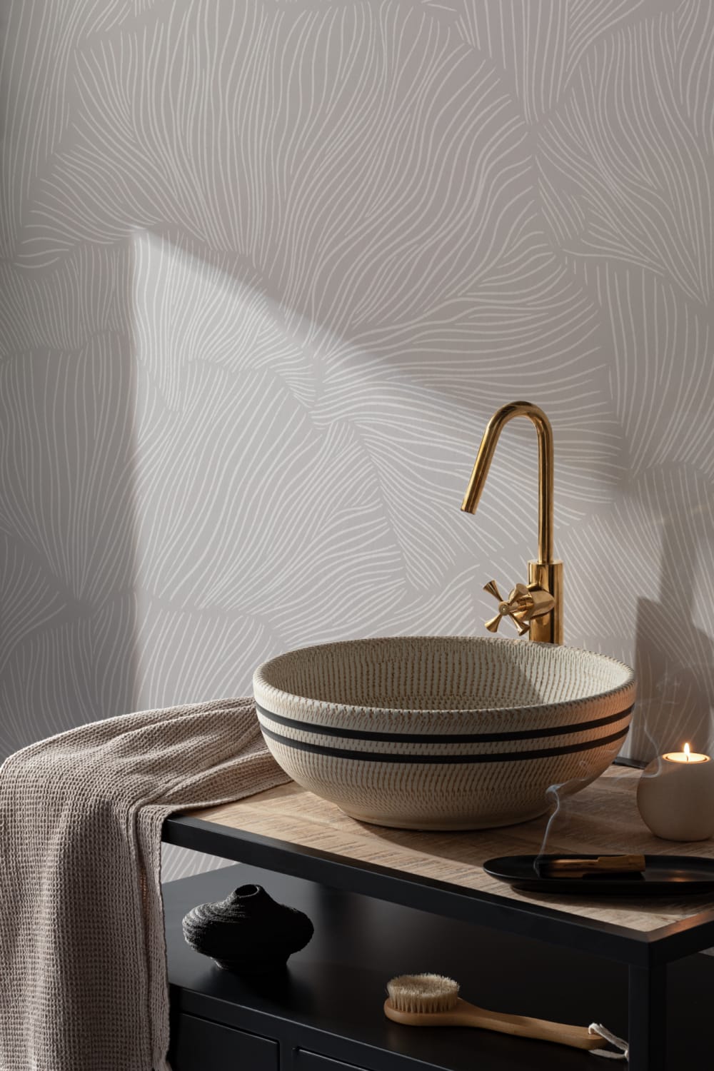 Gray Minimalist Mushroom Wall Mural