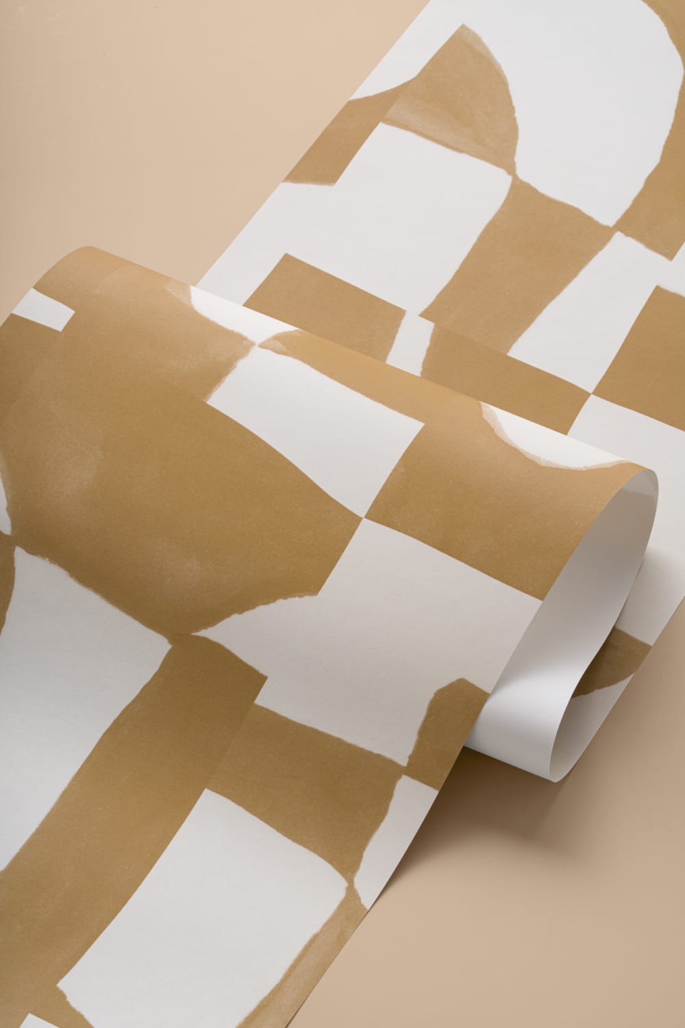 Modern Mustard Abstract Wall Mural with Hand-Cut Shapes and Textured Effect