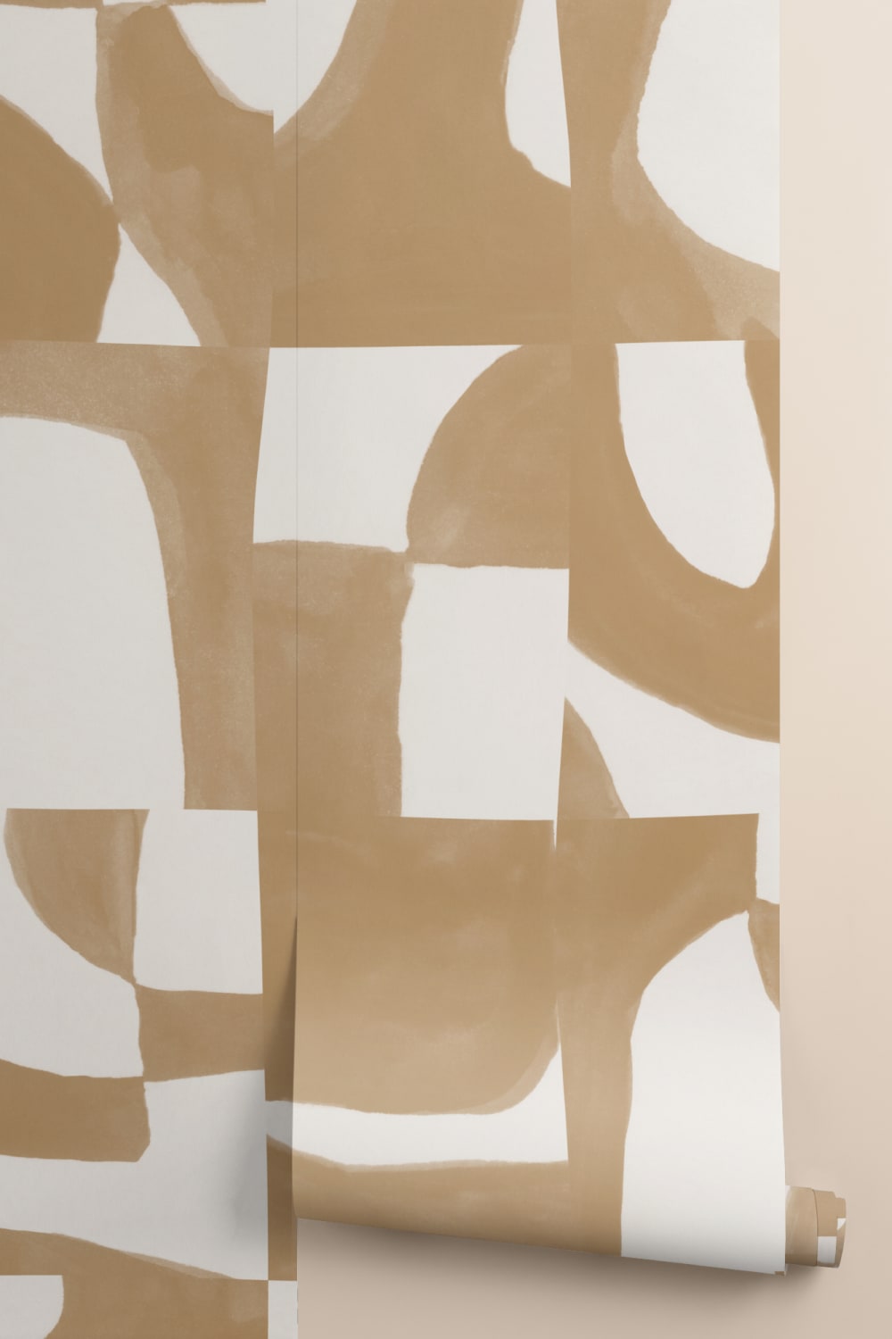 Modern Mustard Abstract Wall Mural with Hand-Cut Shapes and Textured Effect