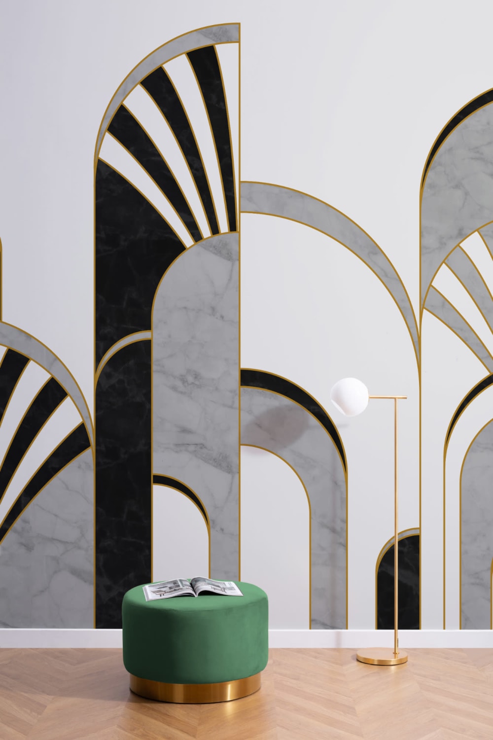 Black, White & Gold Art Deco Wallpaper Mural
