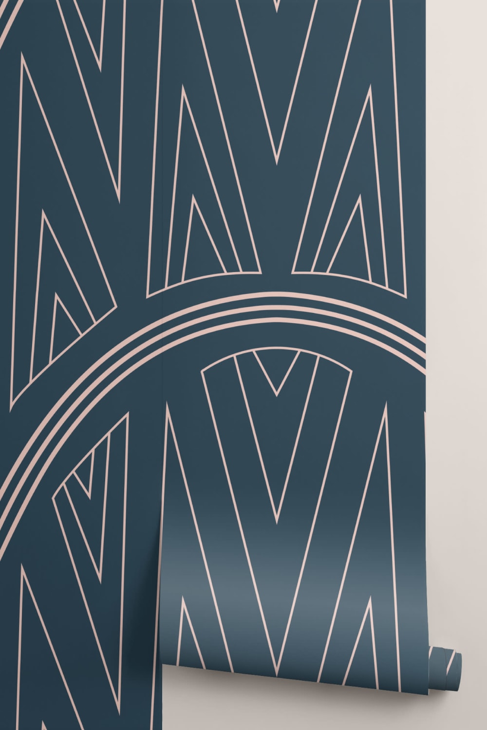Blue Art Deco Chrysler Building Pattern Wallpaper Mural