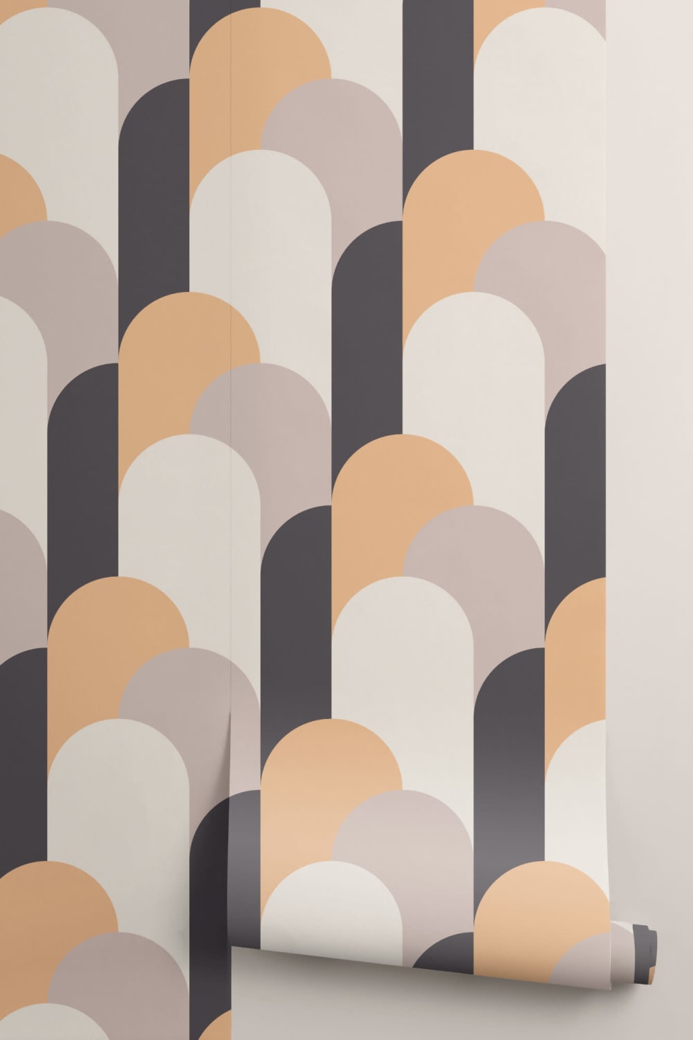 Cream Art Deco Arches Repeat Print Wallpaper Mural
