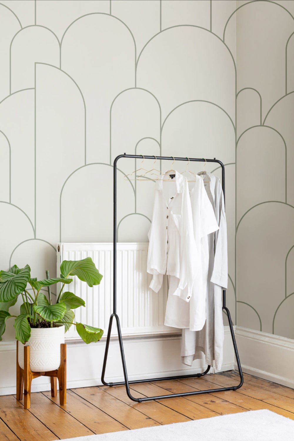 Cream Art Deco Arch Outlines Wallpaper Mural