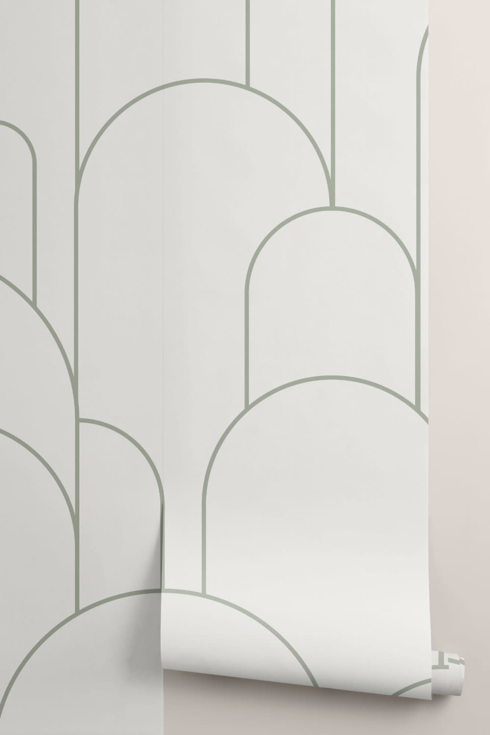 Cream Art Deco Arch Outlines Wallpaper Mural