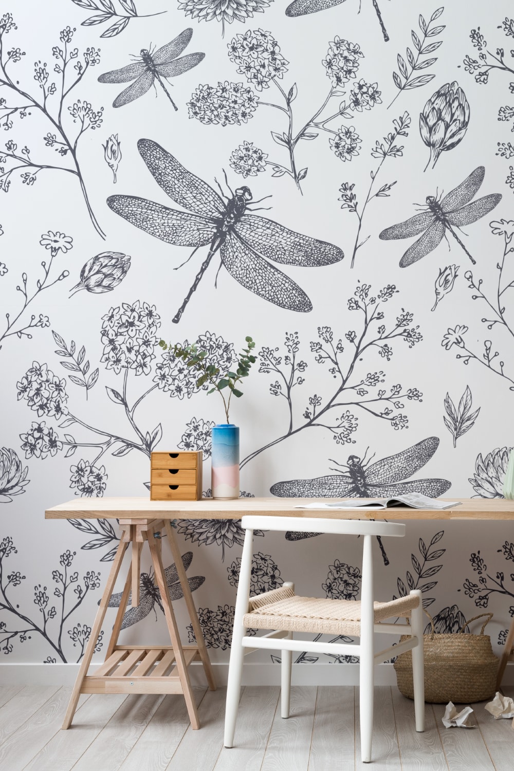 Dragonfly Illustration Wallpaper Mural