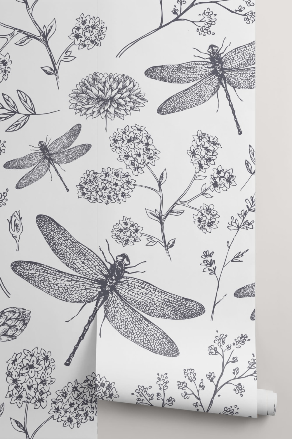 Dragonfly Illustration Wallpaper Mural