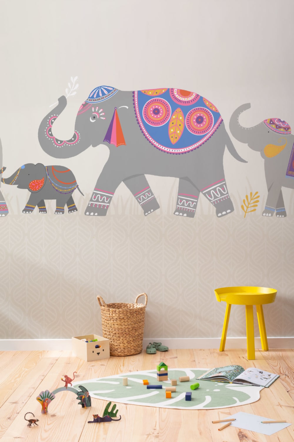 Söt färgglad indisk elefant barn fototapet