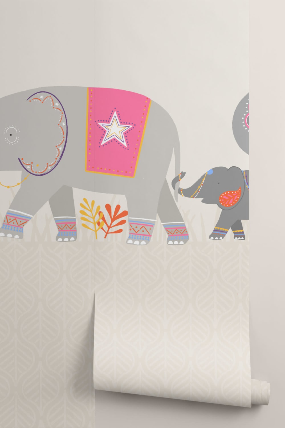 Söt färgglad indisk elefant barn fototapet