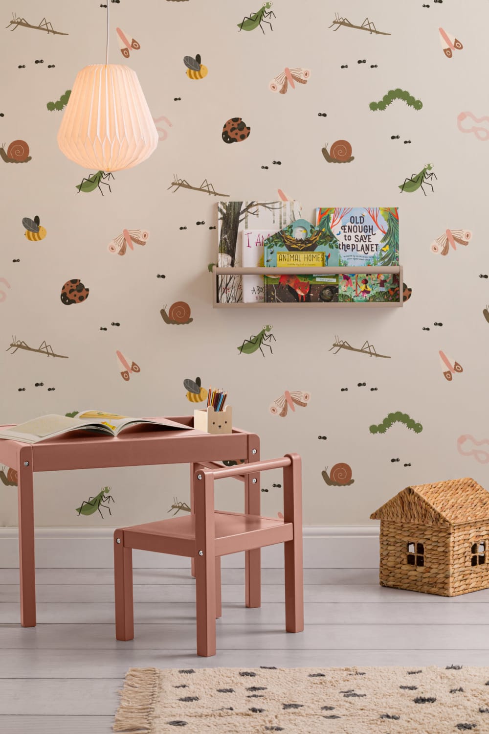 Kids Cute Bugs and Insects Repeat Pattern Wallpaper