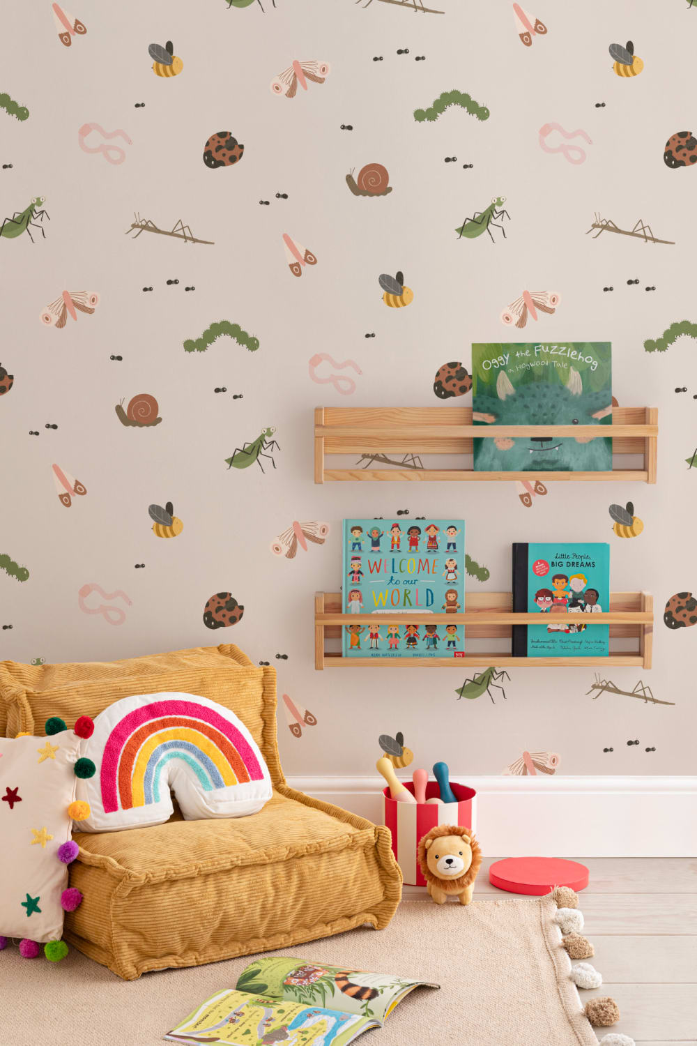 Kids Cute Bugs and Insects Repeat Pattern Wallpaper