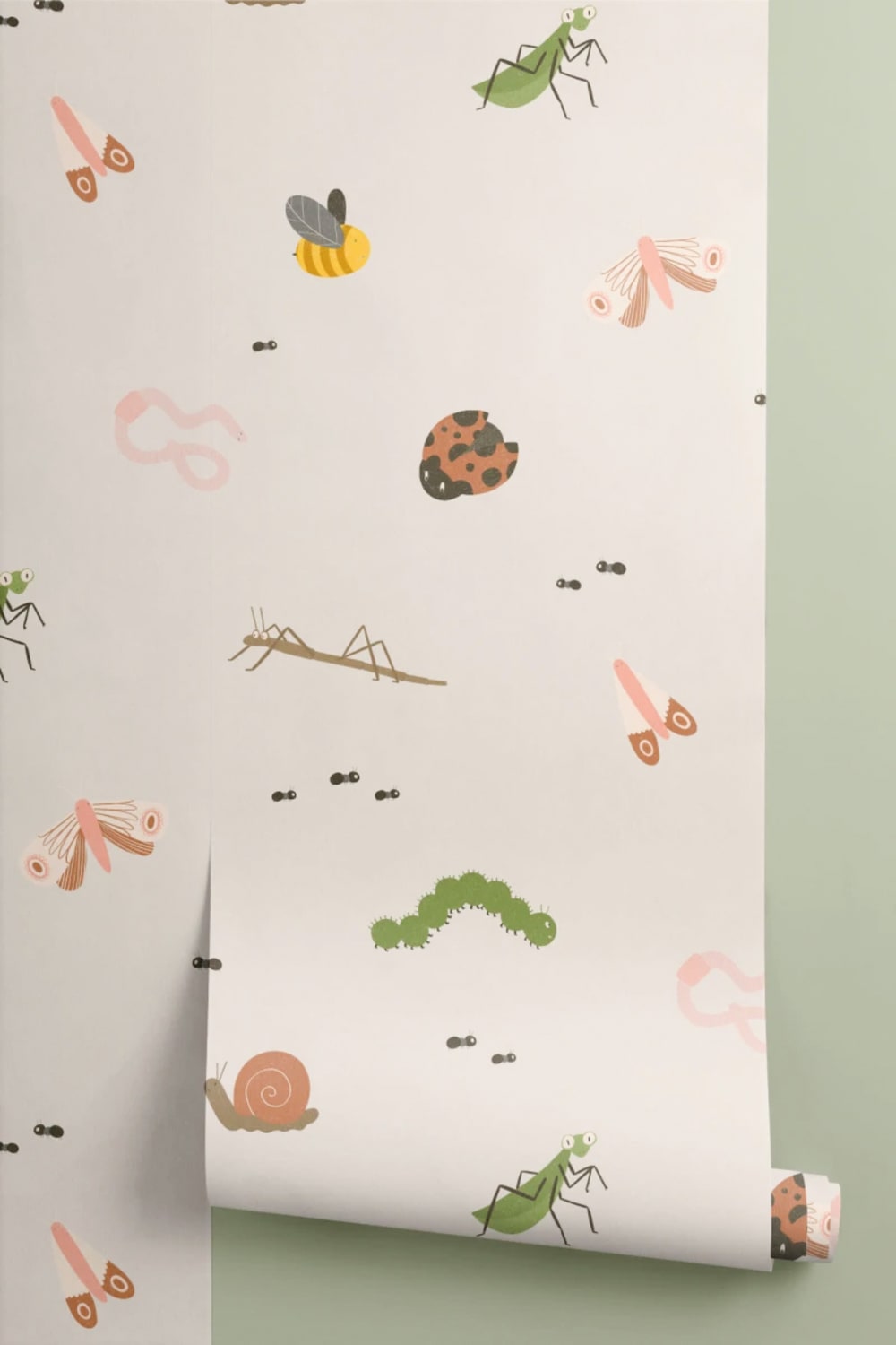 Kids Cute Bugs and Insects Repeat Pattern Wallpaper