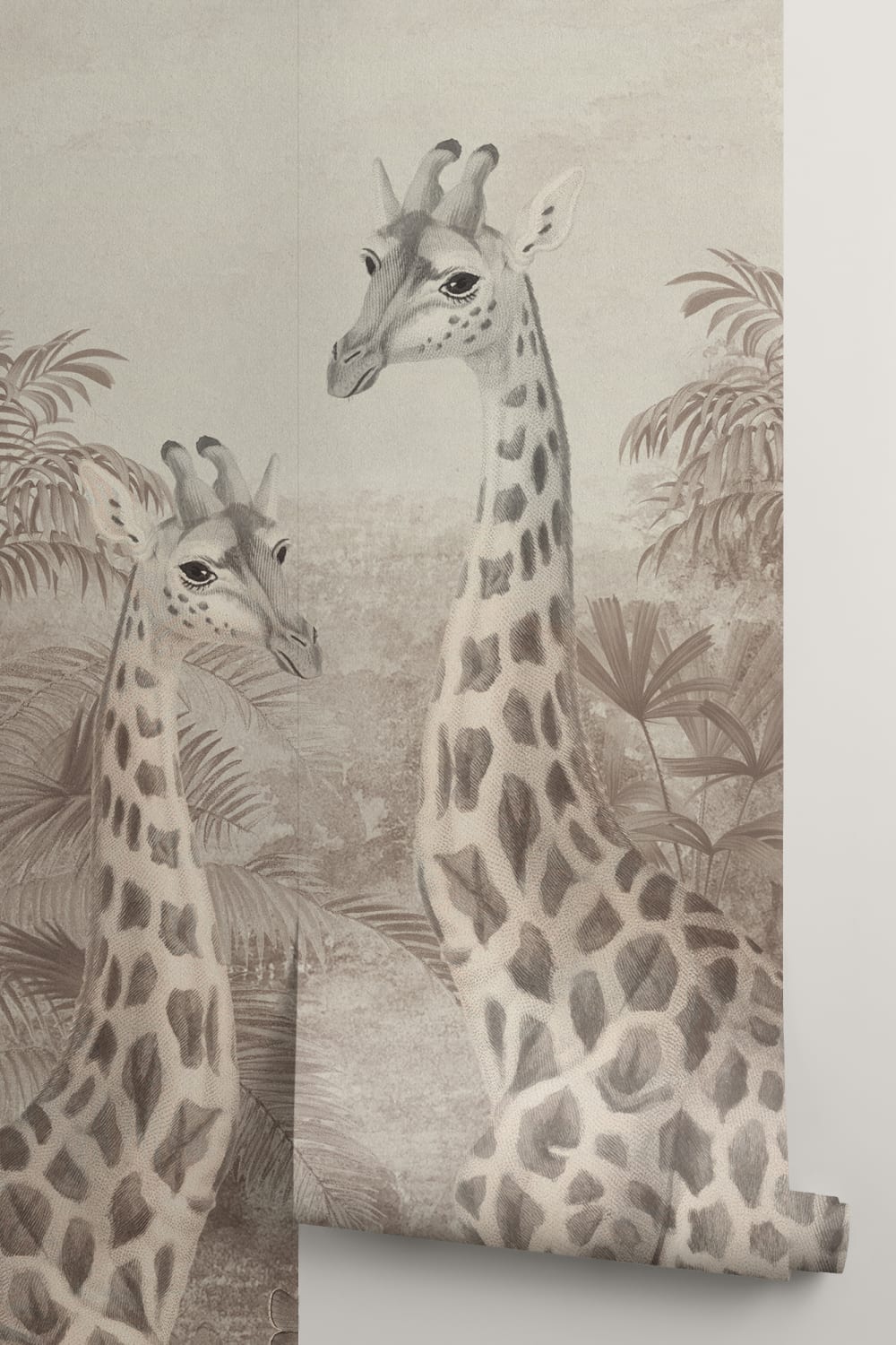 Beige vintage tropisk giraff illustrasjon fototapet