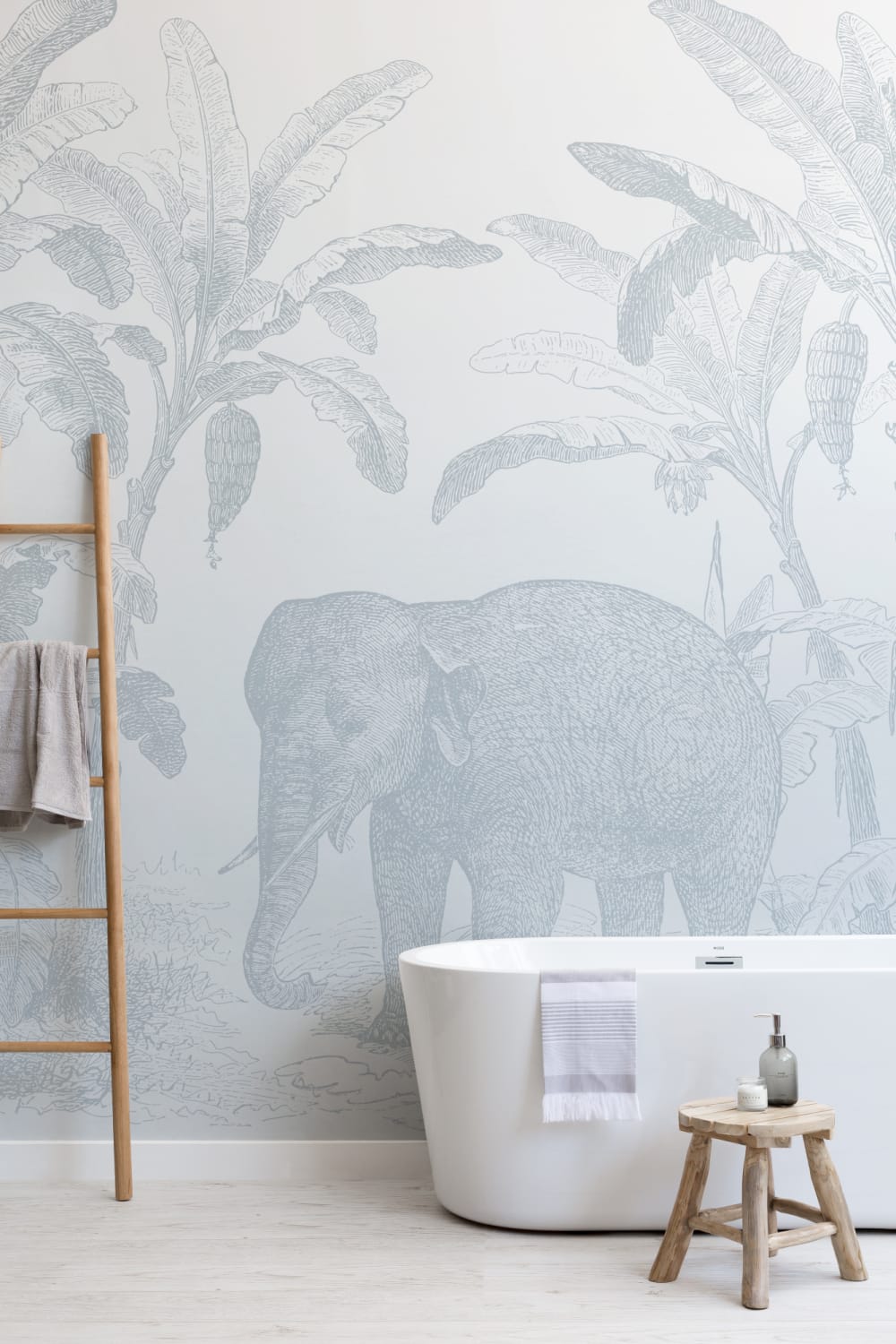 Mural de papel de parede do Elefante Explorador Vintage Azul