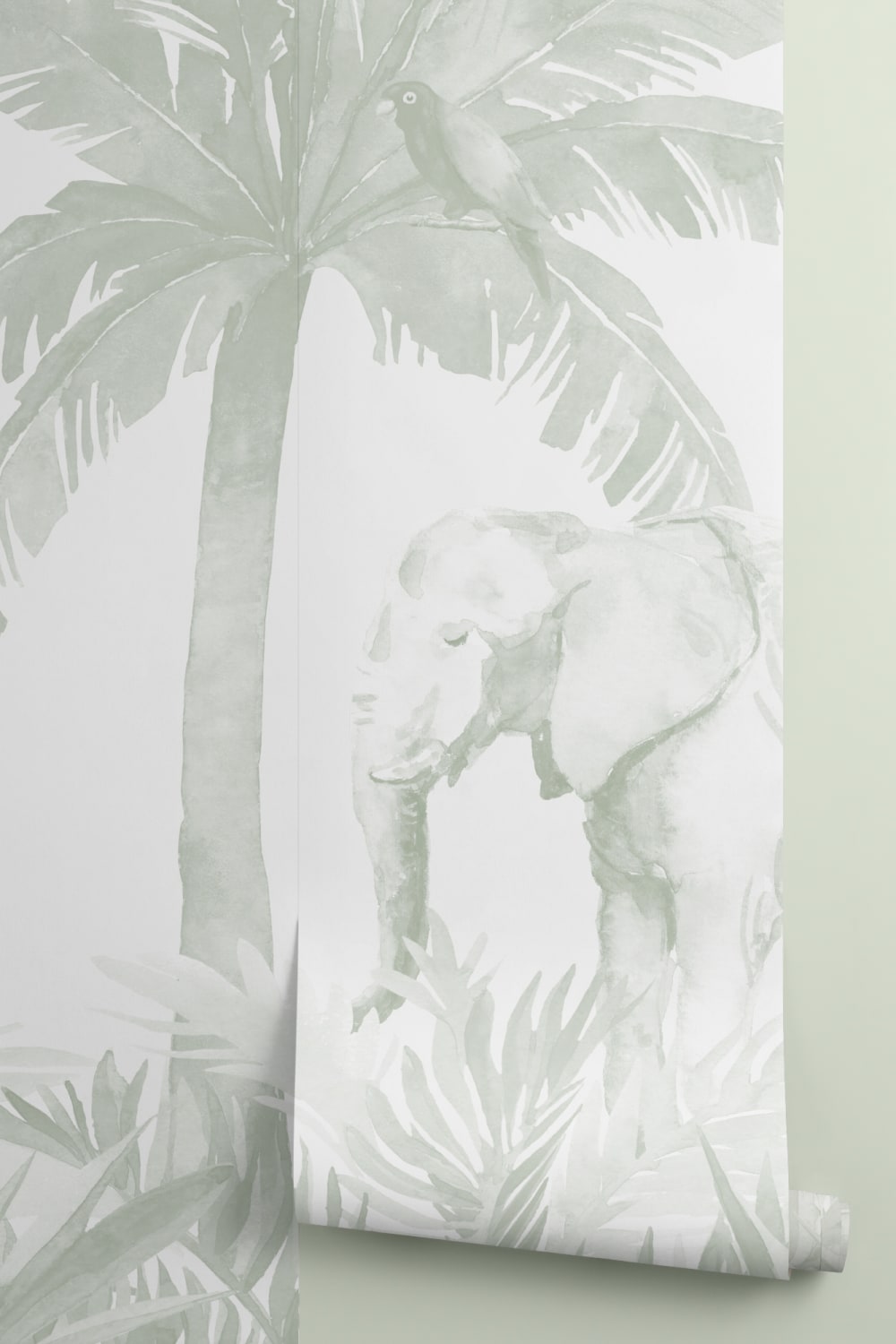 Groene aquarel Jungle Behang muurschildering