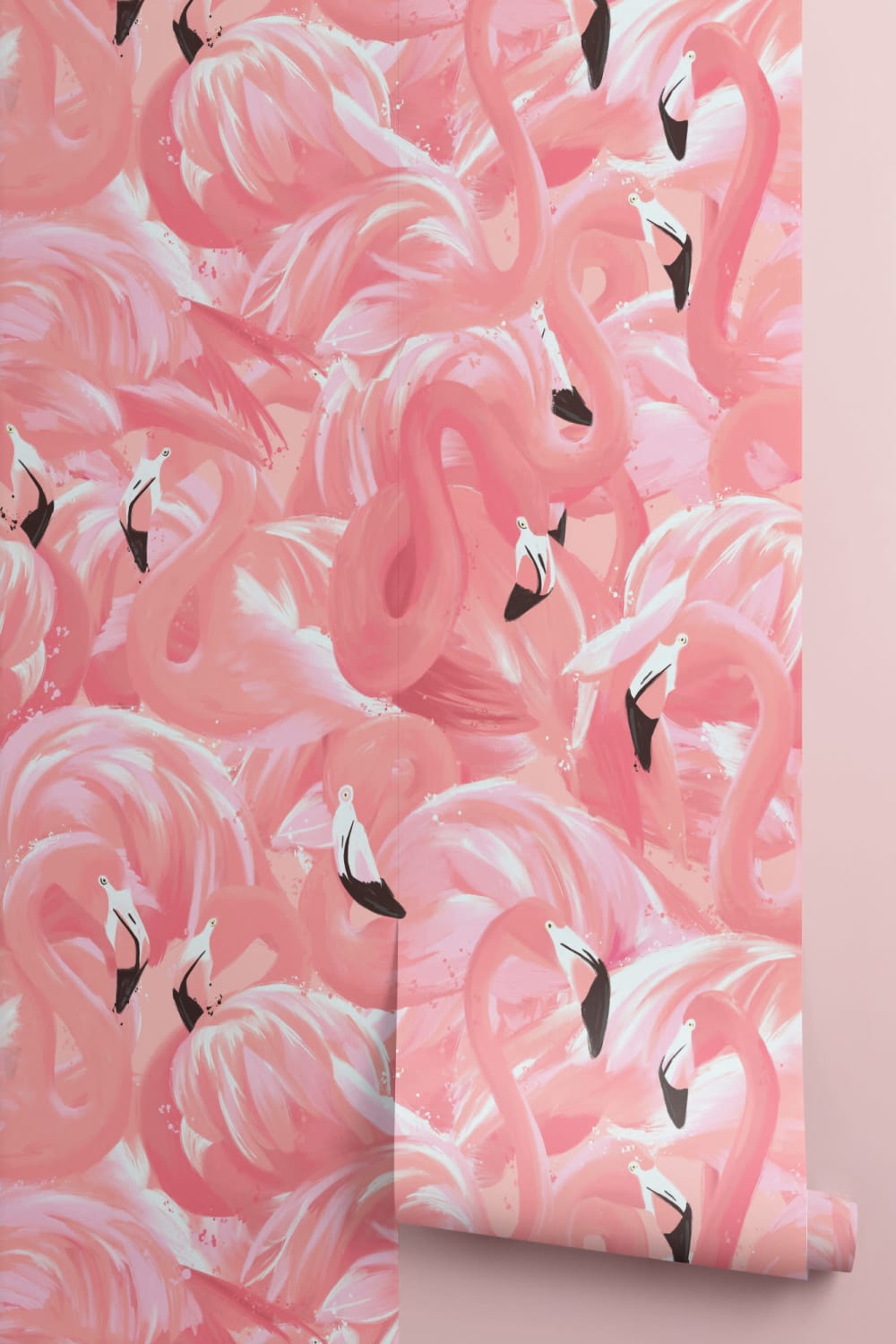 Pink Flamingo Bird Pattern Wallpaper Mural