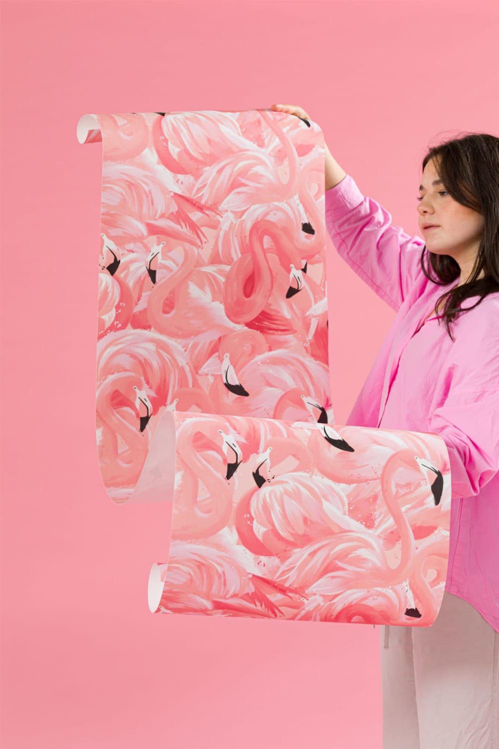 Pink Flamingo Bird Pattern Wallpaper Mural
