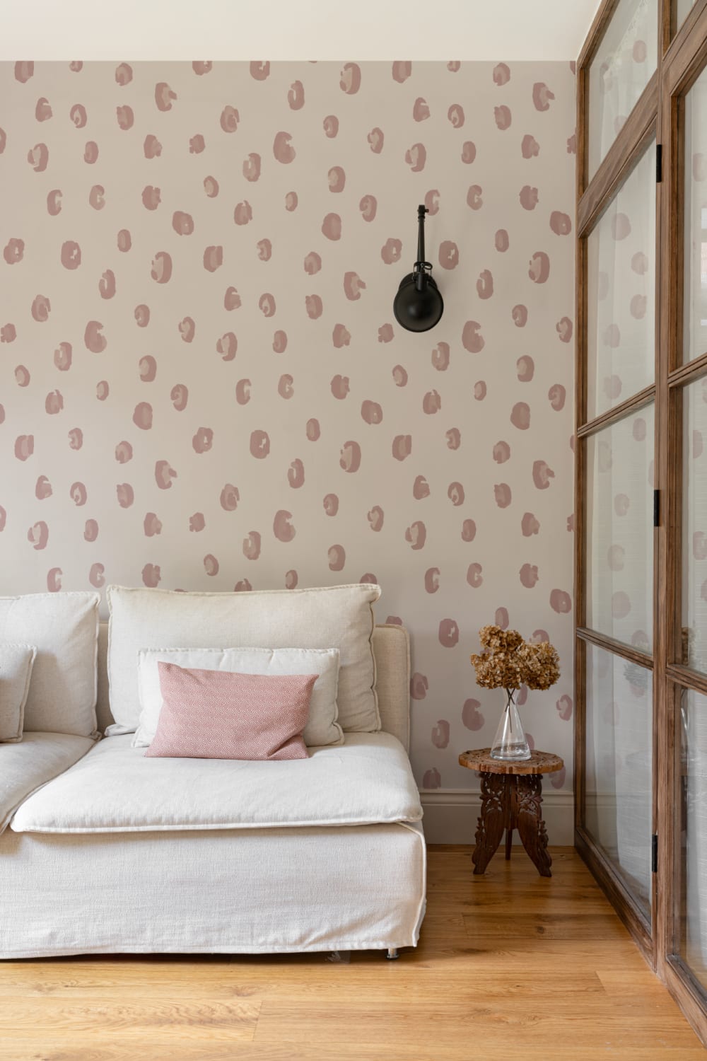 Rosa och neutral akvarell Leopard Print Repeat Pattern Wallpaper