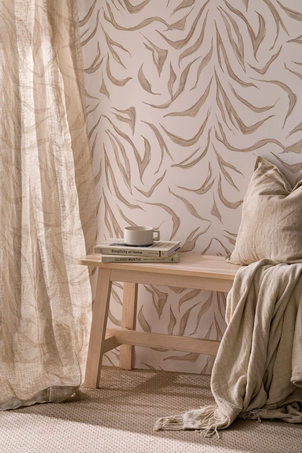 Minimalist Neutral Tiger Print Repeat Pattern Wallpaper
