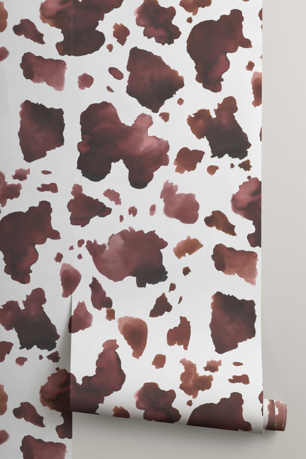 Painted Brown Cow Print Repeat Pattern Wallpaper