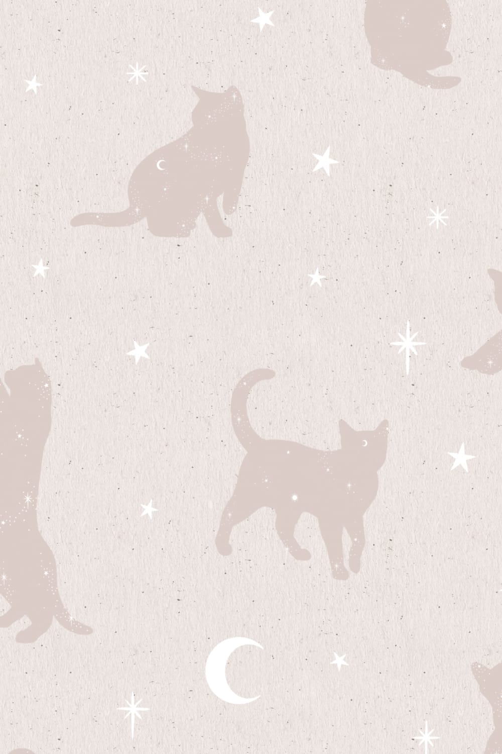 Pink Cat Moon & Stars Pattern Mural